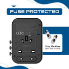 Universal Travel Adapter, 45W International Power Adapter with PD & QC 3.0 Dual USB-C, 3 USB Travel Adapter Worldwide, Type I C G a Outlets - EU Euro US UK (11-KU)